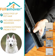 FURemover Rubber Broom with Squeegee & Telescoping Handle
