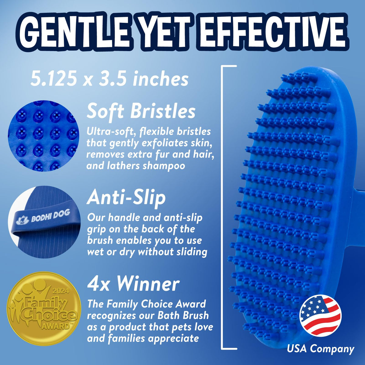 Bodhi Dog Rubber Bath & Grooming Brush β Blue