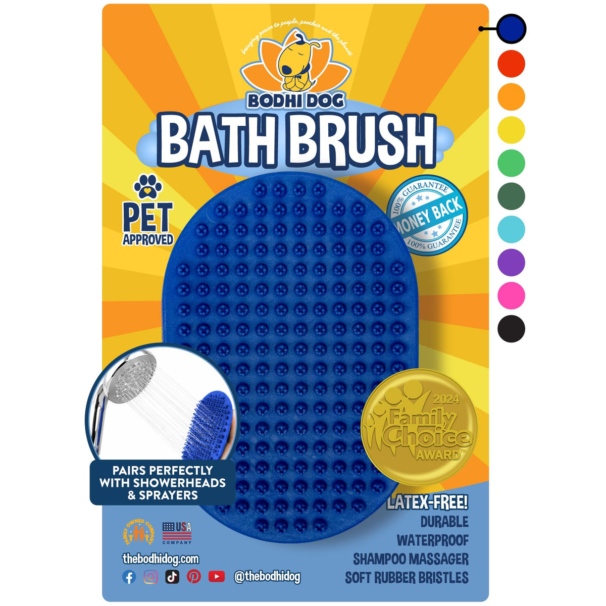 Bodhi Dog Rubber Bath & Grooming Brush β Blue