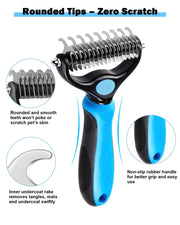 Nepfaivy Double-Sided Dematting & Deshedding Brush — Blue