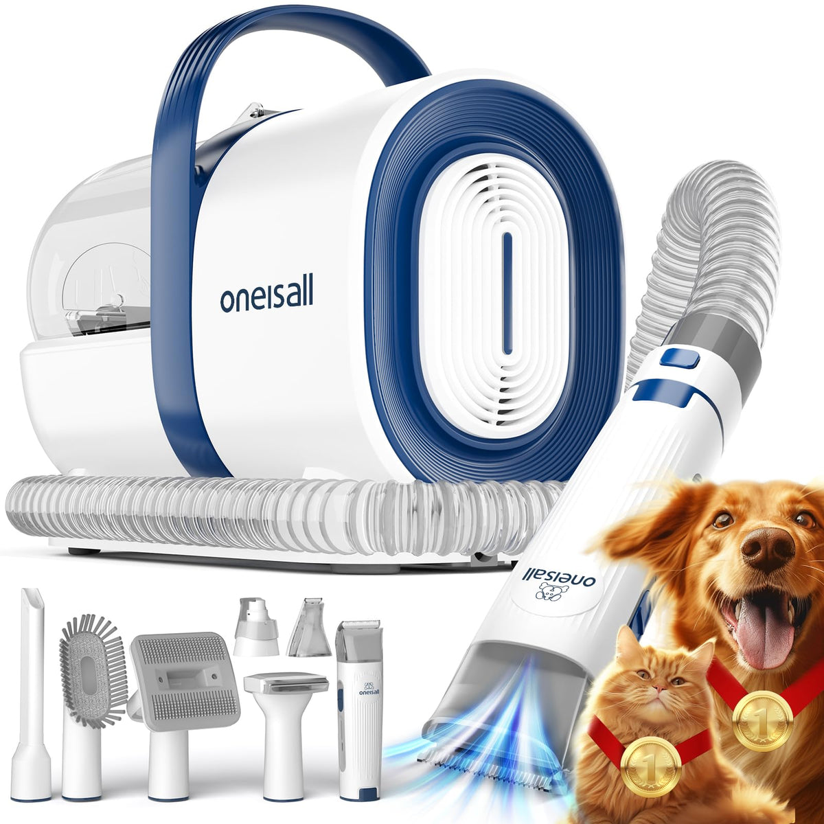oneisall Pet Grooming Vacuum Kit — 7 Tools